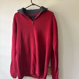Cherokee Men's Red Quarter Zip Sweater